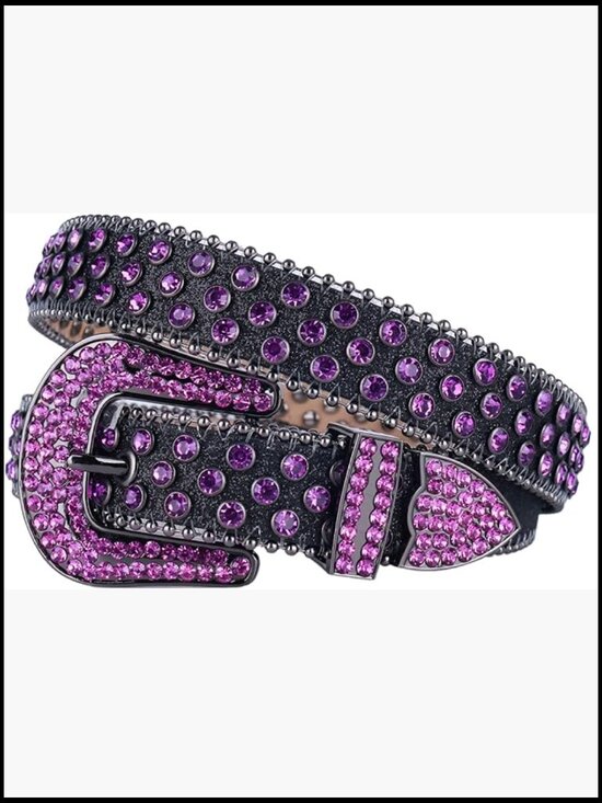 Rhinestone Western Belt Leather Sparkle Studded Strap 1-1/7\